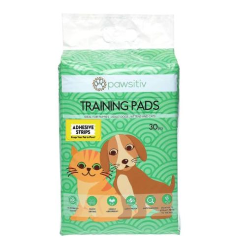 Pawsitiv Multifunctional Training & Pee Pads For Dog & Cat With Adhesive Strips - 30Pcs Unscented
