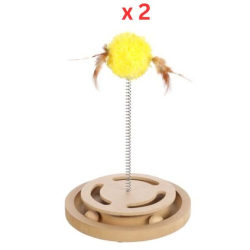 Flamingo Kitty Brain Train with Feather Cat Toy (Pack of 2)