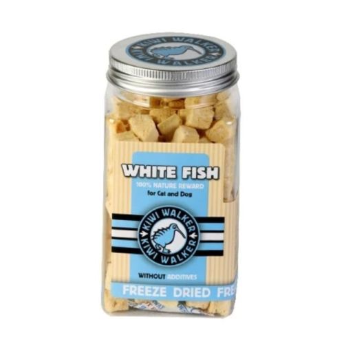 Kiwi Walker Freeze Dried Grain Free Snack White Fish Cubes Dog & Cat Treats 60G
