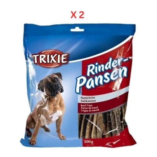 Trixie Dried Beef Tripe Dog Treats 500G (Pack of 2)