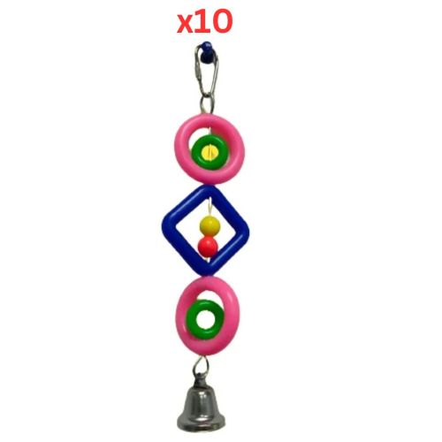Pets Club Plastic Bird Toy With Bell H-20 Cm, W 3 Cm (Pack of 10)