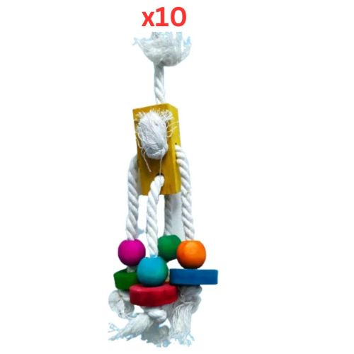 Pets Club Natural Wooden Bird Toy H-26 Cm, W-5 Cm  (Pack of 10)