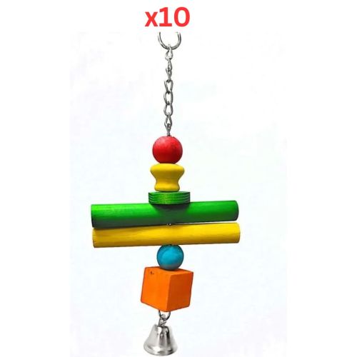 Pets Club Natural Wooden Bird Toy, Size H29xW12 Cm (Pack of 10)