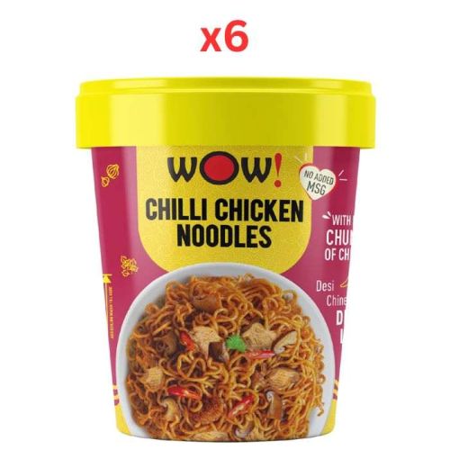 Wow! Noodles Chilli Chicken Cup Noodles 90g (Pack of 6)