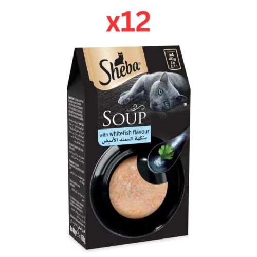 Sheba Soup with Whitefish Wet Cat Food 4X40G (Pack of 12)