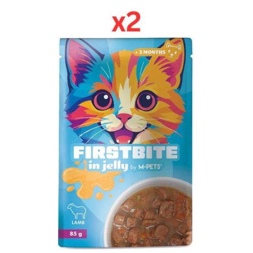 M-Pets Firstbite Lamb in Jelly Wet Food Pouches for Cats 12X85g (Pack of 2)