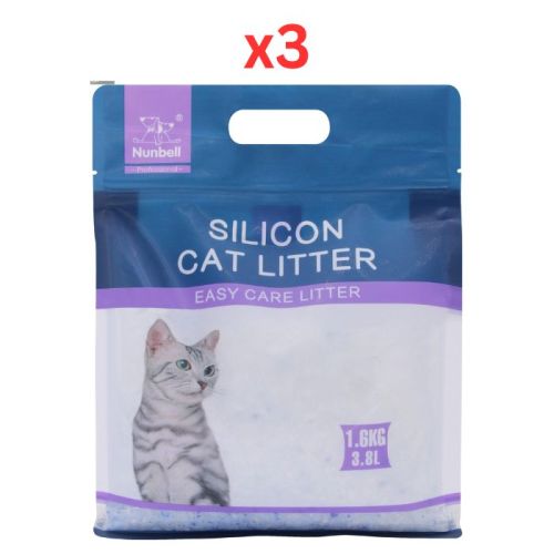 Nunbell Silicon Cat Litter Crystal Litter 3.8Kg - Lavender (Pack of 3)