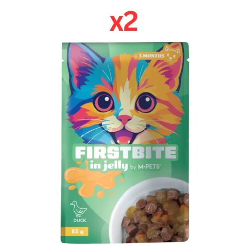 M-Pets Firstbite Duck in Jelly Wet Food Pouches for Cats 12X85g (Pack of 2)