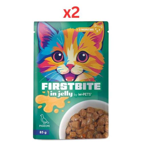 M-Pets Firstbite Pigeon in Jelly Wet Food Pouches for Cats 12X85g (Pack of 2)