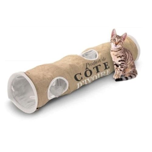 D&D Cote D'Ivoire Cat Tunnel Toy for Cats - Brown 120X25X25Cm