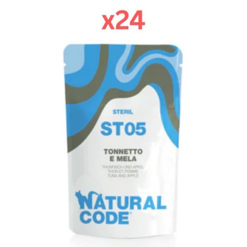 Natural Code Steril 05 Tuna & Apple Wet Cat Food Pouch 70G (Pack of 24)