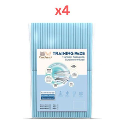 Paw Expert Economical Training Pee Pads For Dogs & Cats With Adhesive Strips 60X45cm - 30Pcs (Pack of 4)