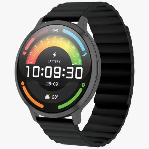 Powerology Aura, Smart Watch with 1.73" AMOLED Display- Black 