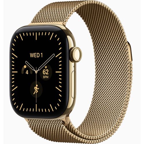 Apple Watch Series 12, GPS + Cellular, 46mm, Radiant Gold Titanium Case with Radiant Gold Milanese Loop