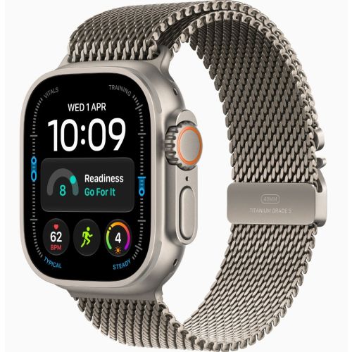 Apple Watch Ultra 4, GPS + Cellular, Natural Titanium Case with Natural Titanium Milanese Loop - L