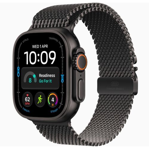 Apple Watch Ultra 4, GPS + Cellular, Black Titanium Case with Black Titanium Milanese Loop - L