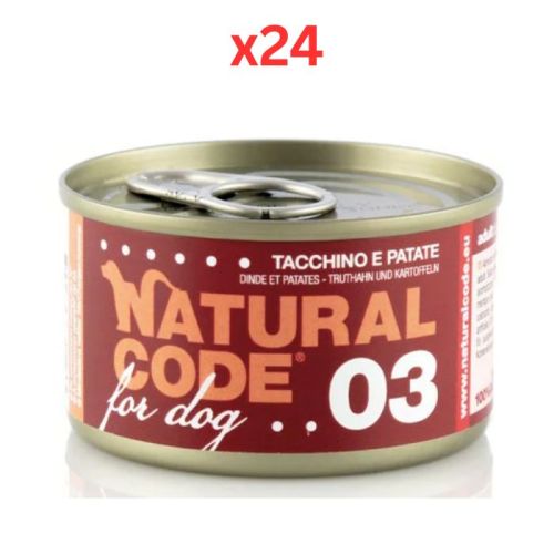 Natural Code Turkey & Potatoes Cooking Water Wet Dog Food 90G (Pack of 24)