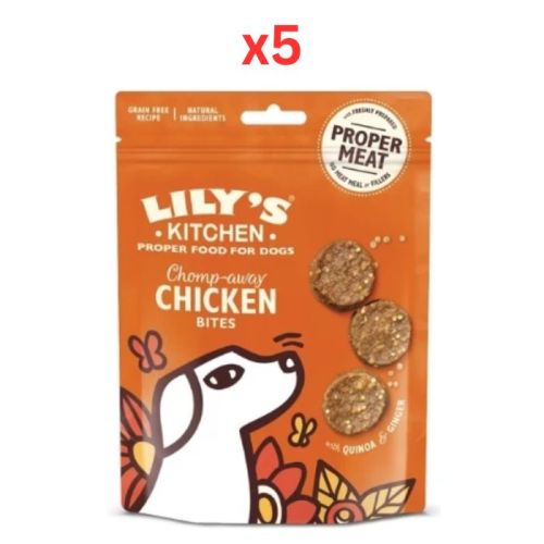 Lily's Kitchen Chomp-Away Chicken Bites Dog Treats 70G (Pack Of 5)