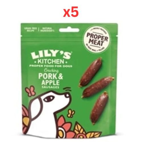 Lily's Kitchen Cracking Pork & Apple Sausages Dog Treats 70G (Pack Of 5)