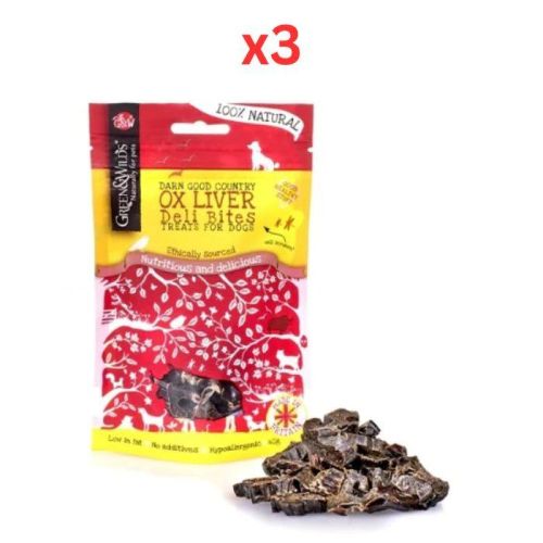 Green & Wilds Ox Liver Deli Bites Dog Treats 40G (Pack of 3)
