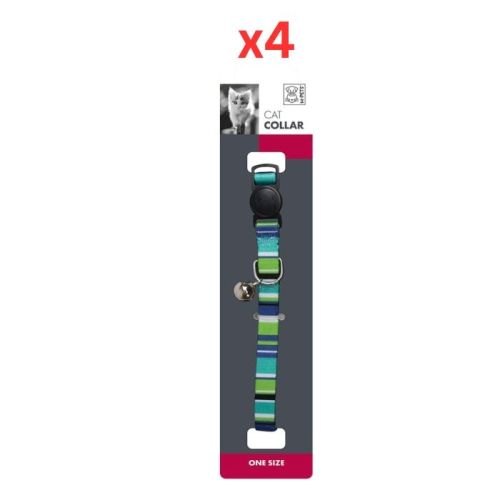 M-Pets Stripes Cat Collar Green (Pack of 4)