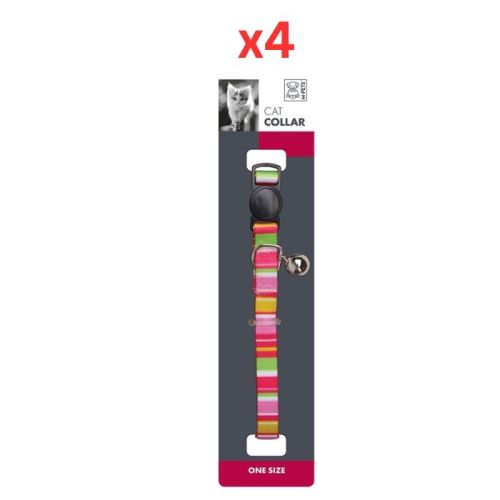 M-Pets Stripes Cat Collar Pink (Pack of 4)