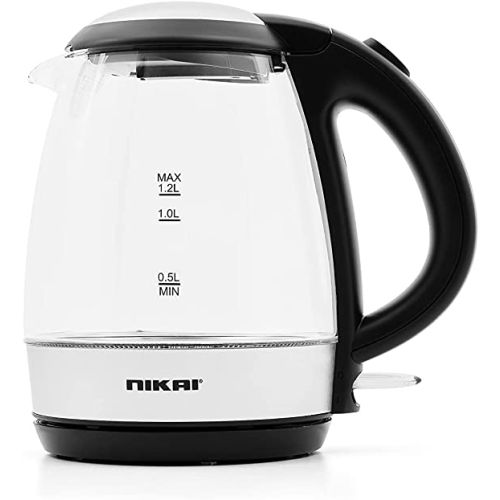 Nikai Glass Pot Kettle NK303G Clear/Silver/Black