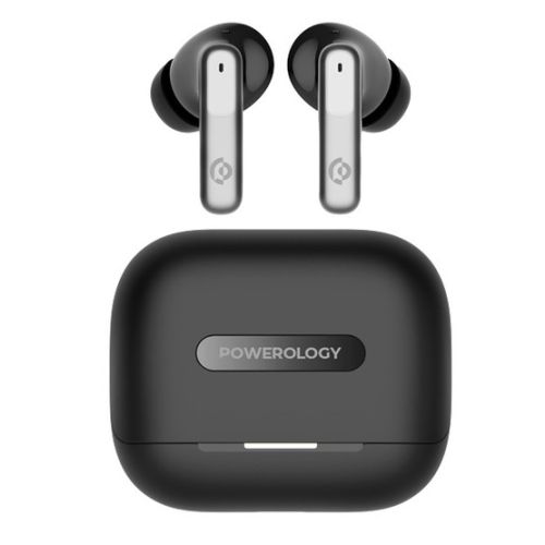 Powerology, 6 Mic Hybrid ANC + ENC True Wireless Buds- Black 