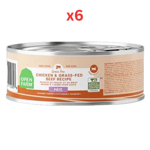 Open Farm Chicken & Grass Fed Beef Pate Wet Cat Food 150G (Pack of 6)