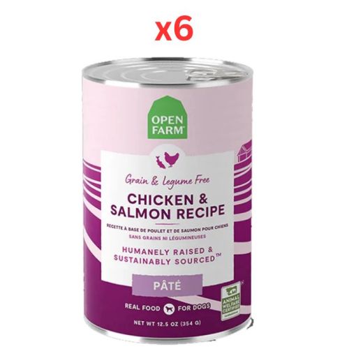 Open Farm Chicken & Salmon Pate Wet Dog Food 354G (Pack of 6)