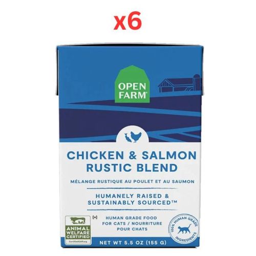 Open Farm Chicken & Salmon Rustic Blend Wet Cat Food 155G (Pack of 6)