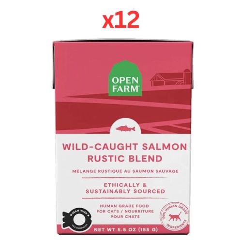 Open Farm Wild Caught Salmon Rustic Blend Wet Cat Food 155G (Pack of 12)