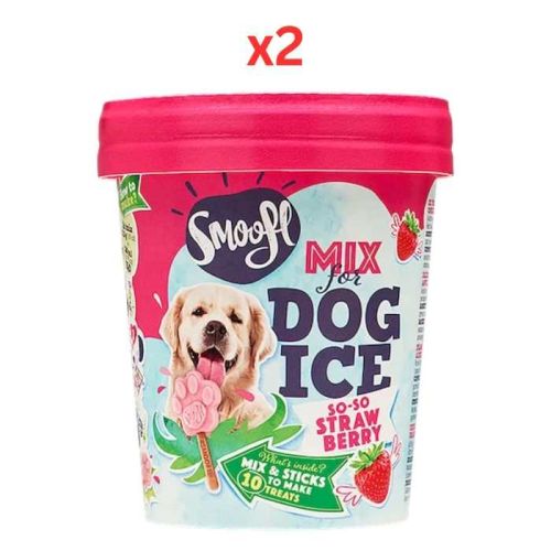 Smoofl Strawberry Mix for Dog Ice with 10pcs Chew Sticks - 105G (Pack of 2)
