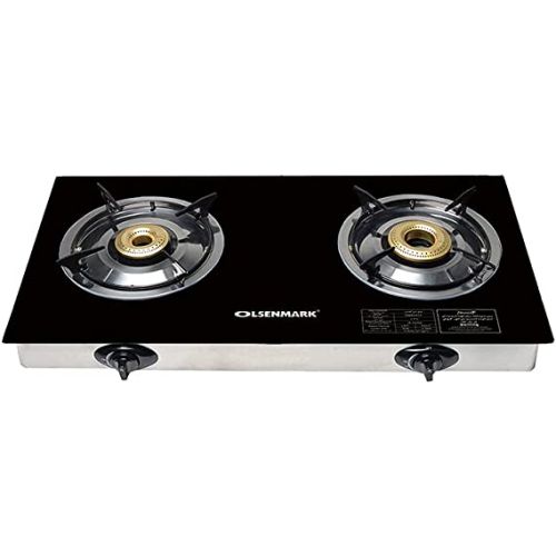 Olsenmark Glass Two Burner, Cast Iron India, Black - OMK2317