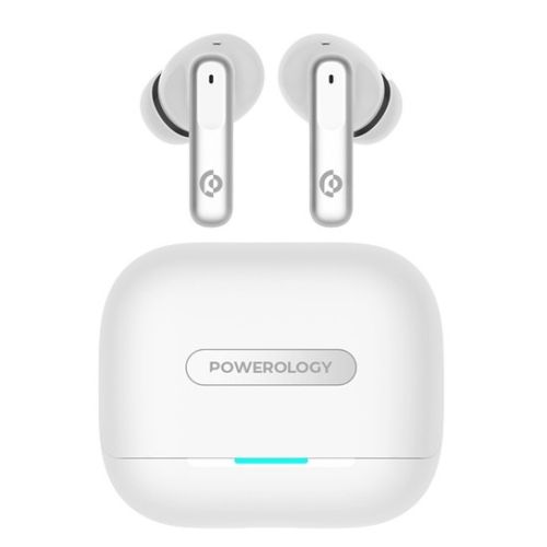 Powerology, 6 Mic Hybrid ANC + ENC True Wireless Buds- White