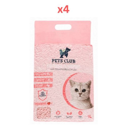 Pets Club Soya Bean Clumping Cat Litter Strawberry  7L (2.5 Kg) (Pack of 4)