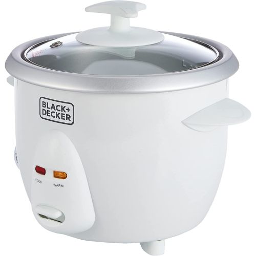 BLACK+DECKER 350W 0.6L Rice Cooker With Removable NonStick Bowl, Steaming Tray, Water Level Indicator And A Glass Lid With Cool Touch, For Healthy Meals RC650-B5