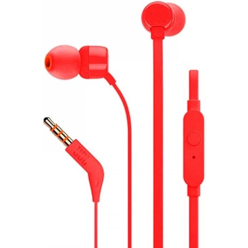 JBL Tune 110, Wired In-Ear Headphones, With JBL Pure Bass Sound,  Built-in Microphone- Red