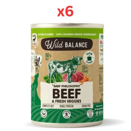 Wild Balance BARF Philosophy Beef & Fresh Veggies Wet Dog Food 400G (Pack of 6)