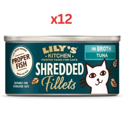 Lily’s Kitchen Shredded Fillets in Broth Tuna Wet Cat Food 70G (Pack of 12)