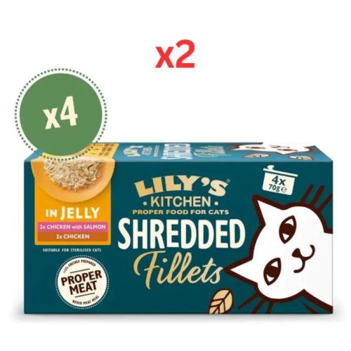Lily's Kitchen Shredded Fillets in Jelly Multipack Wet Cat Food 4X70G (Pack of 2)