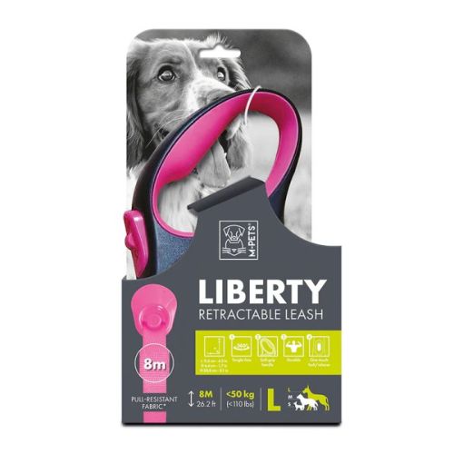 M-Pets Liberty Dog Retractable Leash Pink Large
