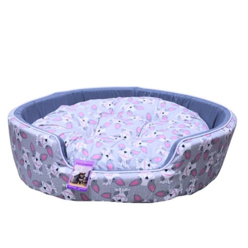 Coco Kindi Grey Dog Pattern Washable Round Cotton Dog Bed