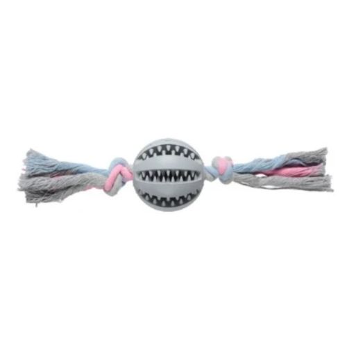 Companion Dental Chewing Ball on Rope Toy For Dogs Grey 22cm