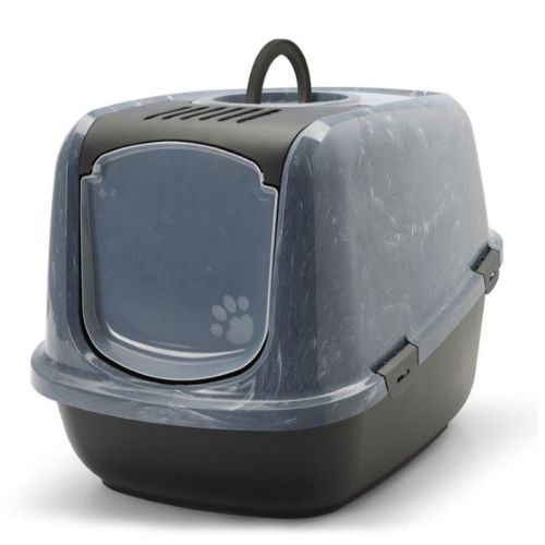 Savic Nestor Toilet Home Cat Litter Box Jumbo Anthracite White-Black Marble