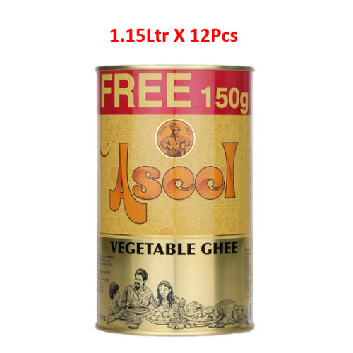 Aseel Vegetable Ghee 1 Ltr + 150gm Free (Pack of 12)