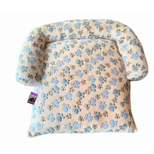 Coco Kindi Peach Color Paw Print Washable Fur Day Bed – Size 63 x 55 x 10cm - For Dog & Cat