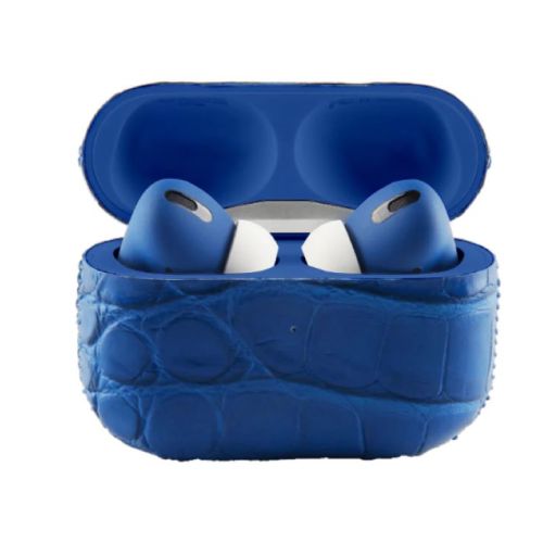 Merlin Craft Apple Airpods Pro Gen 2C Leather Alligator Blue