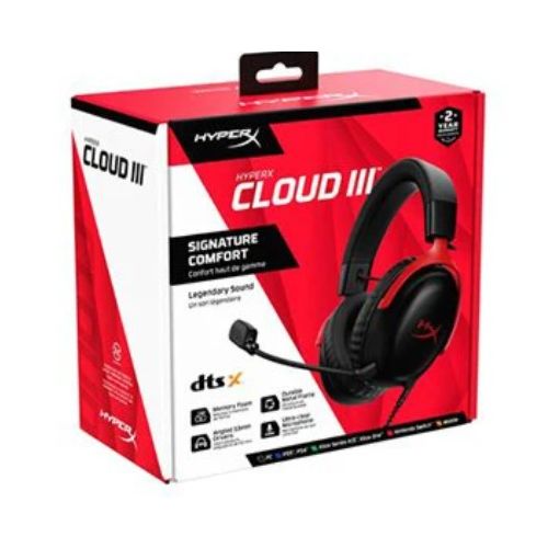 HyperX Cloud III Wired Gaming Headset – Black/Red