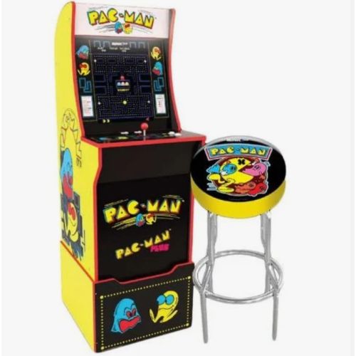Arcade1Up Pacman with License Riser, Light Up Marquee and Stool 